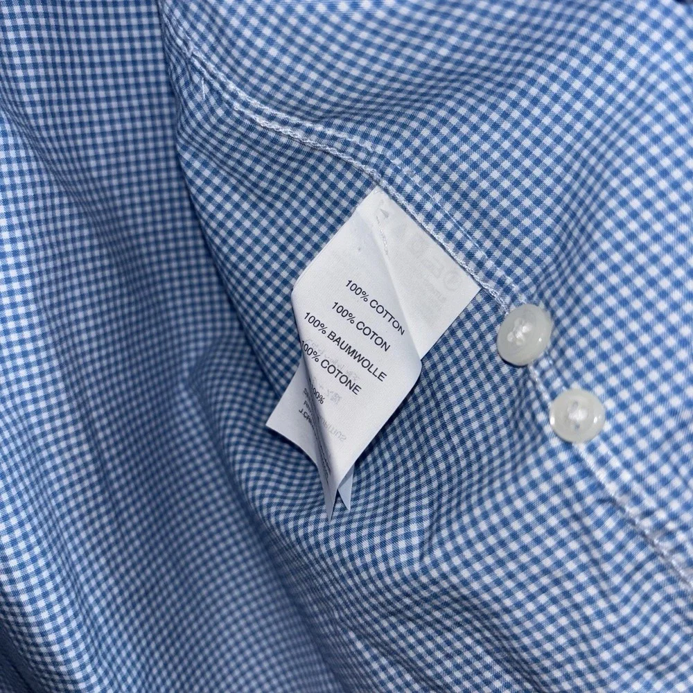 J.Crew Classic Fit Blue Check Dress Shirt Men's Medium 100% Cotton